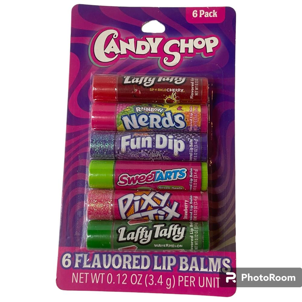 Candy Shop Flavored Lip Balm 0.12 oz Package of 6 Nerds Pixy Fun Dip Laffy Taffy